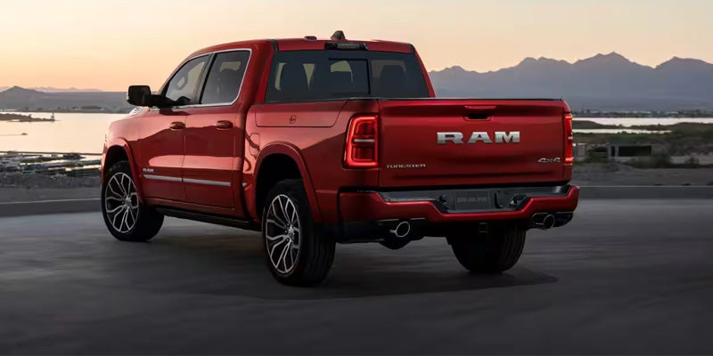 Red RAM 1500 rear exterior